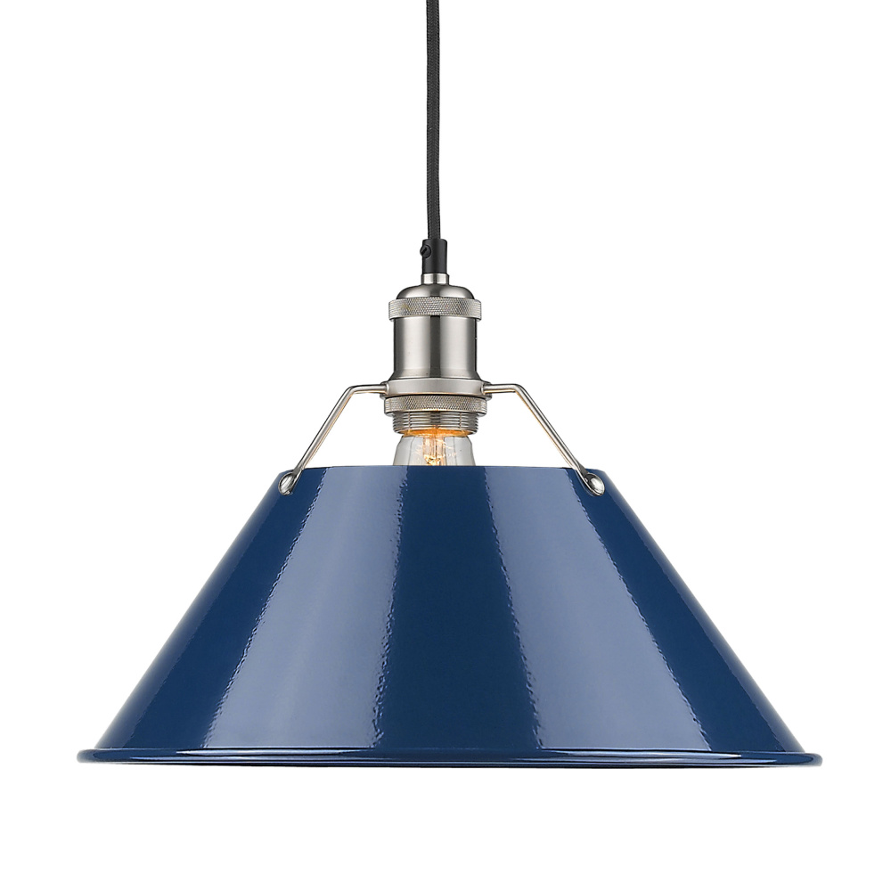 Yep by Golden Lighting Orwell 1-light 14in Pendant in Pewter and Navy Blue shade